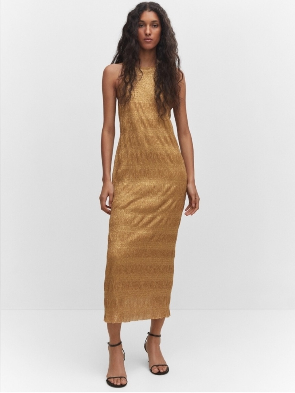 Mango Gold Shimmer Dress